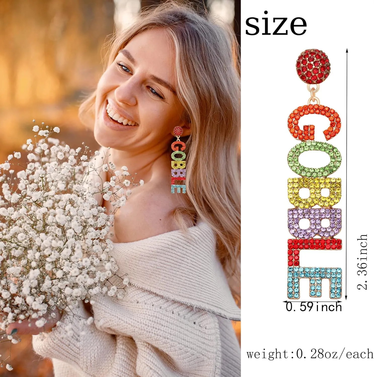 Thanksgiving Earrings Beaded Fall Earrings Rhinestone GOBBLE Drop Earring Sparkly Crystal Dangle Earrings for Women Autumn Jewelry Holiday Gift