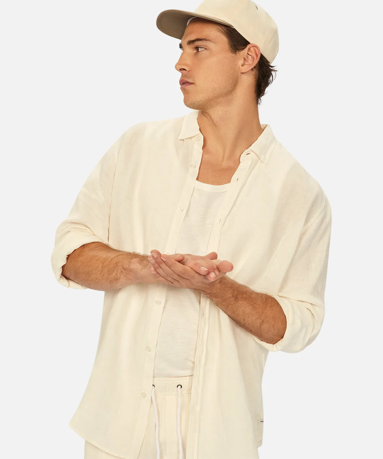 The Tennyson Linen L/s Shirt - YD Cream