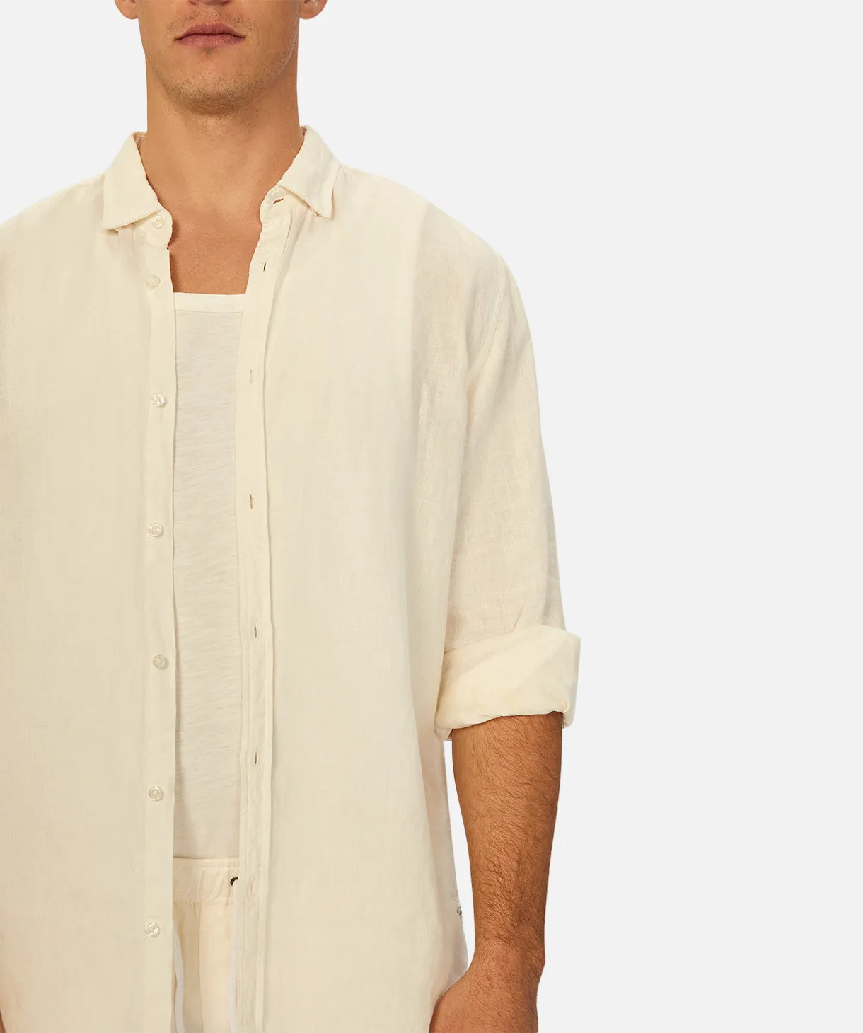 The Tennyson Linen L/s Shirt - YD Cream