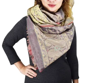 Thick 4 Ply Reversible Paisley Pashmina Blanket Scarf Orange