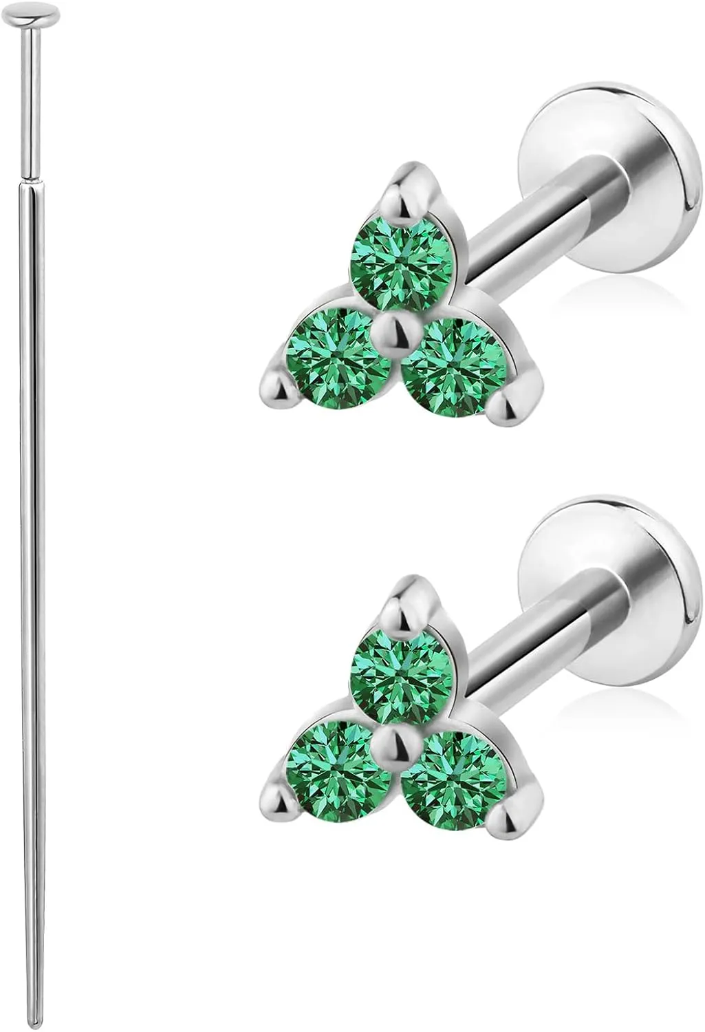 Threadless Flat Back Earrings Hypoallergenic, Silver Stud Earrings for Women, Nap Earrings for Helix Tragus Conch Piercing Jewelry, 18gauge Cartilage Earring