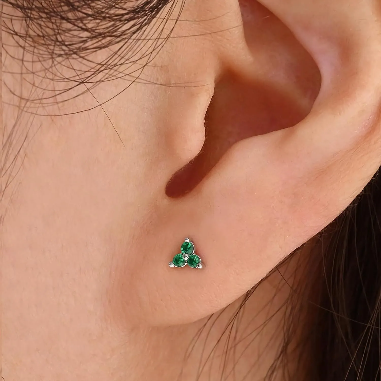 Threadless Flat Back Earrings Hypoallergenic, Silver Stud Earrings for Women, Nap Earrings for Helix Tragus Conch Piercing Jewelry, 18gauge Cartilage Earring