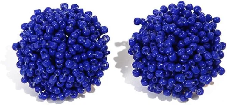 Tiande Statement Beaded Stud Earrings Bohemian Cluster Rainbow Seed Beads Big Round Piercing Post Earrings Idea Gift for Mom, Sister and Friends