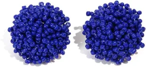 Tiande Statement Beaded Stud Earrings Bohemian Cluster Rainbow Seed Beads Big Round Piercing Post Earrings Idea Gift for Mom, Sister and Friends