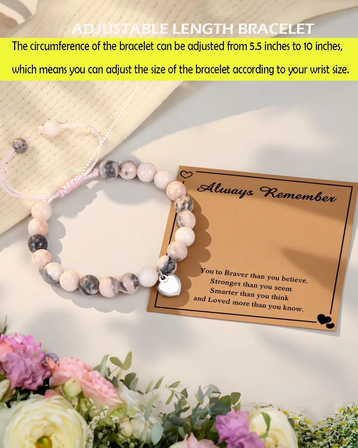 Tinuos Adjustable Natural Stone Bracelet for Teen Girls - Trendy Stuff and Cute Friendship Letter Bracelet Jewelry Gifts