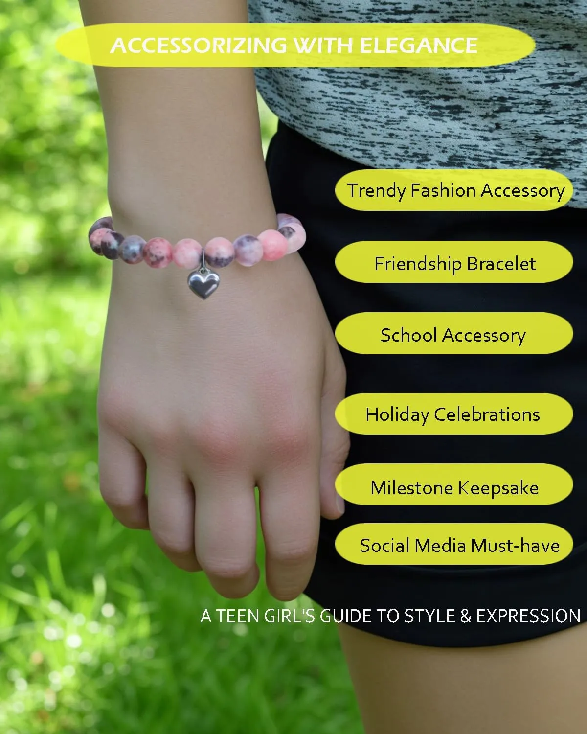 Tinuos Adjustable Natural Stone Bracelet for Teen Girls - Trendy Stuff and Cute Friendship Letter Bracelet Jewelry Gifts