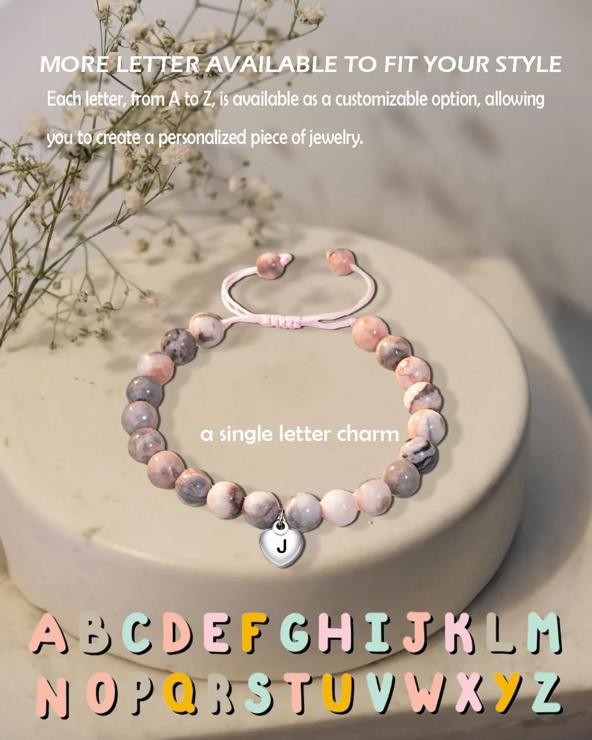 Tinuos Adjustable Natural Stone Bracelet for Teen Girls - Trendy Stuff and Cute Friendship Letter Bracelet Jewelry Gifts