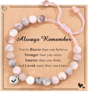 Tinuos Adjustable Natural Stone Bracelet for Teen Girls - Trendy Stuff and Cute Friendship Letter Bracelet Jewelry Gifts