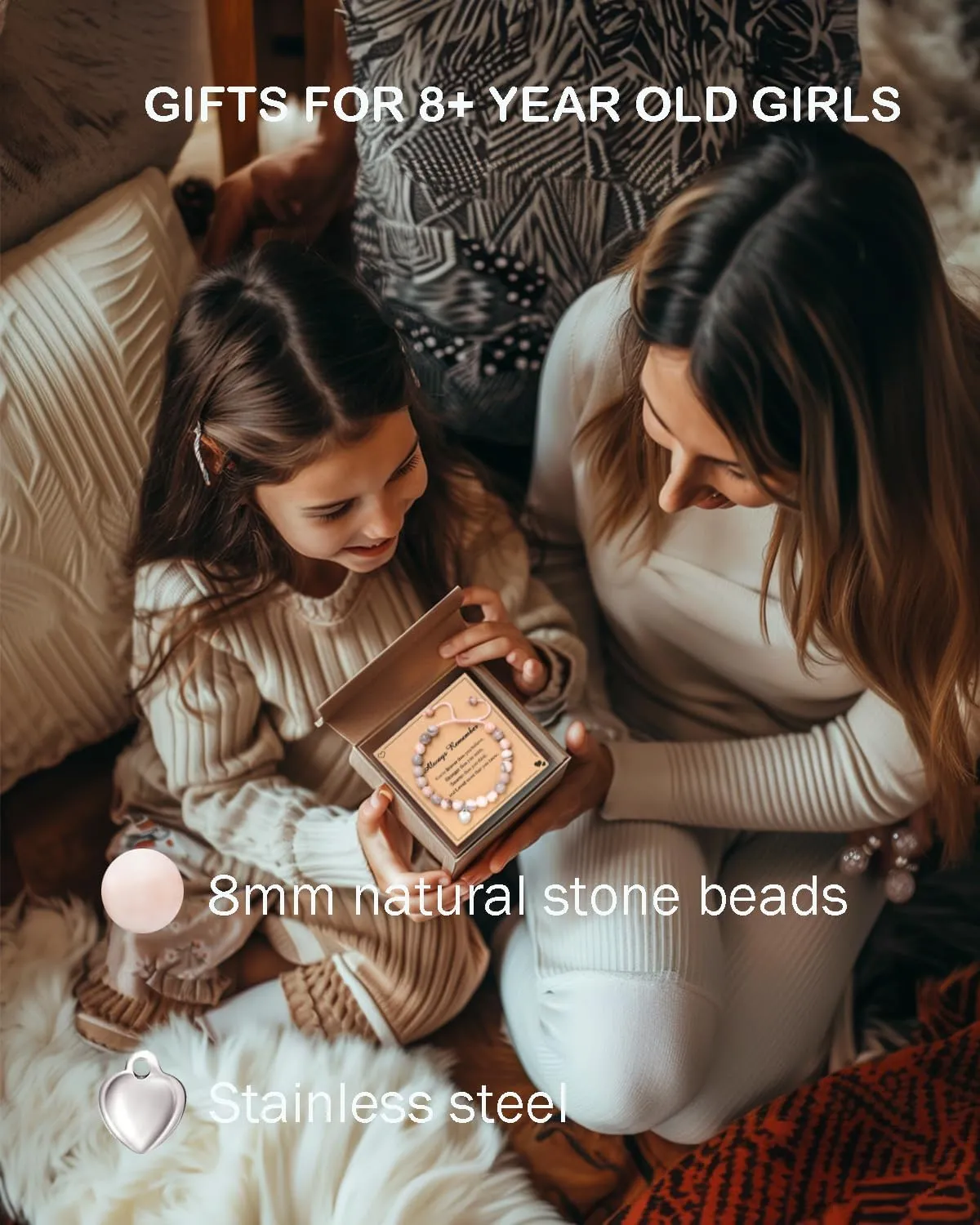 Tinuos Adjustable Natural Stone Bracelet for Teen Girls - Trendy Stuff and Cute Friendship Letter Bracelet Jewelry Gifts