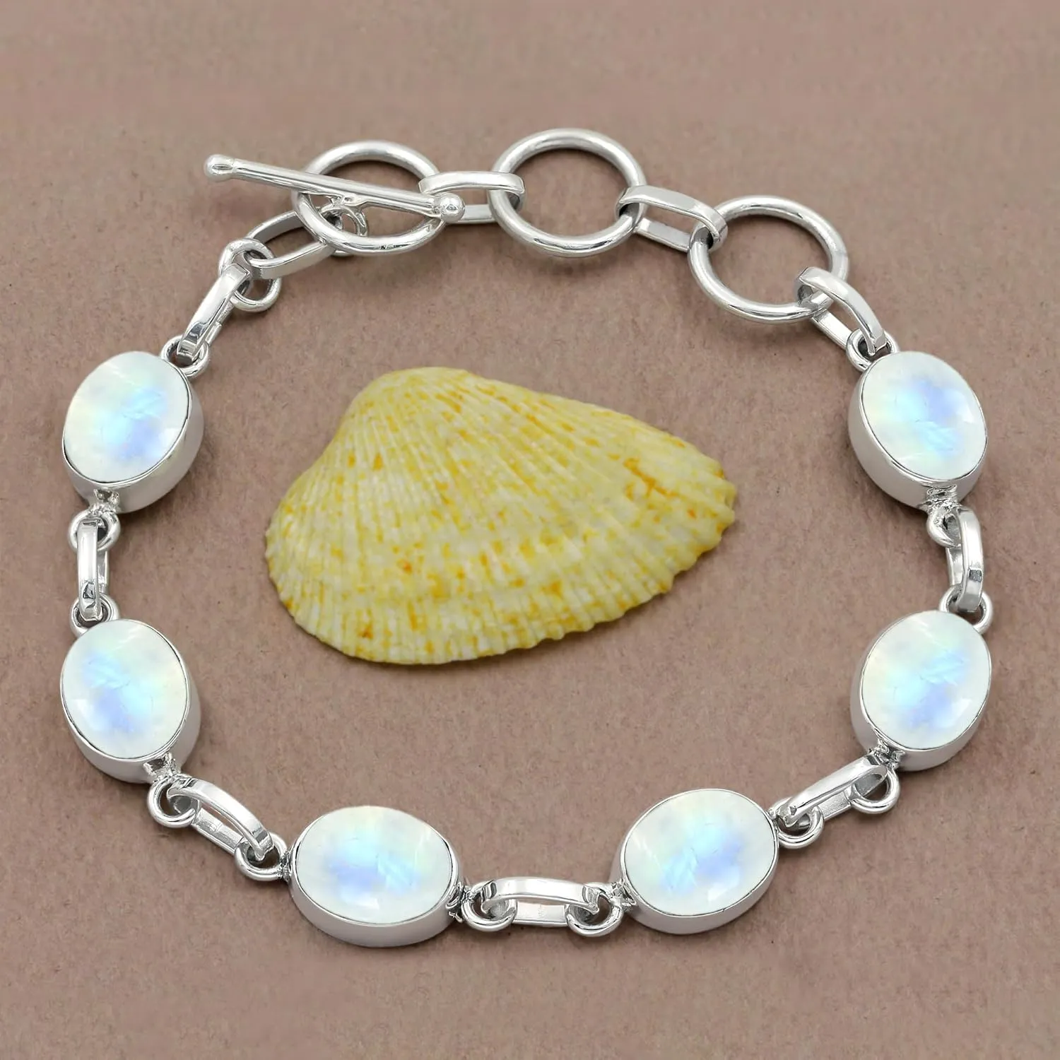 TISHAVI Natural 8x10mm Oval Gemstone Bracelet For Women, Handmade 925 Sterling Silver Birthstone Jewelry Women's Day Gifts For Mom Wife Sister