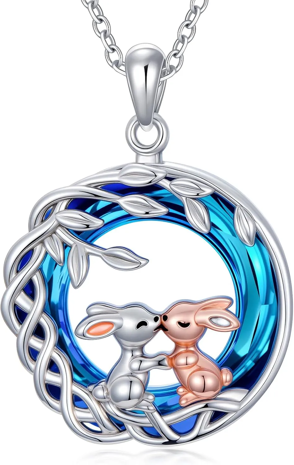Tree of Life Animal Necklace 925 Sterling Silver Rabbit Tree of Life Crystal Necklace Jewellery Gift for Women Mother Daughter Sister Wife Friend