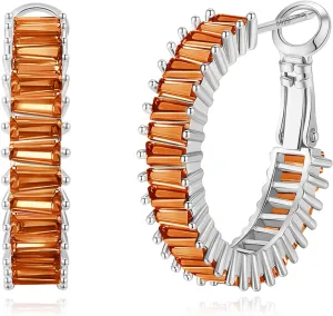 Trendy CZ Gold Hoop Earrings for Women, Lightweight Chunky Silver Earrings for Women 14K Real Gold Plated Hoops Earrings Hypoallergenic Earrings Jewelry