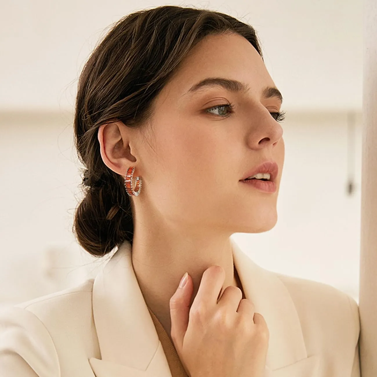 Trendy CZ Gold Hoop Earrings for Women, Lightweight Chunky Silver Earrings for Women 14K Real Gold Plated Hoops Earrings Hypoallergenic Earrings Jewelry