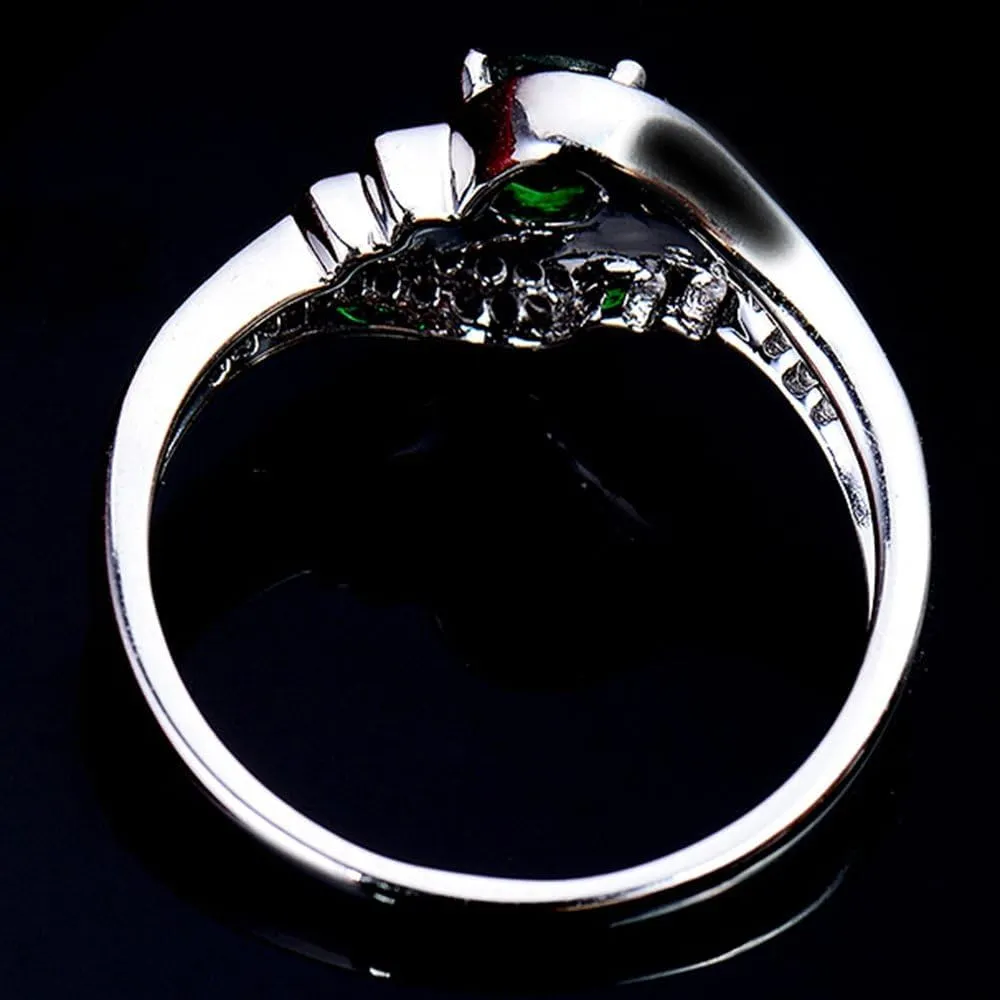 Tsavorite Diamond Rings For Women, 14K White Gold Rings - Green Gemstone Ring, Natural Tsavorite Gemstone Rings & Real Diamond Fashion Rings For Couple Engagement Ring