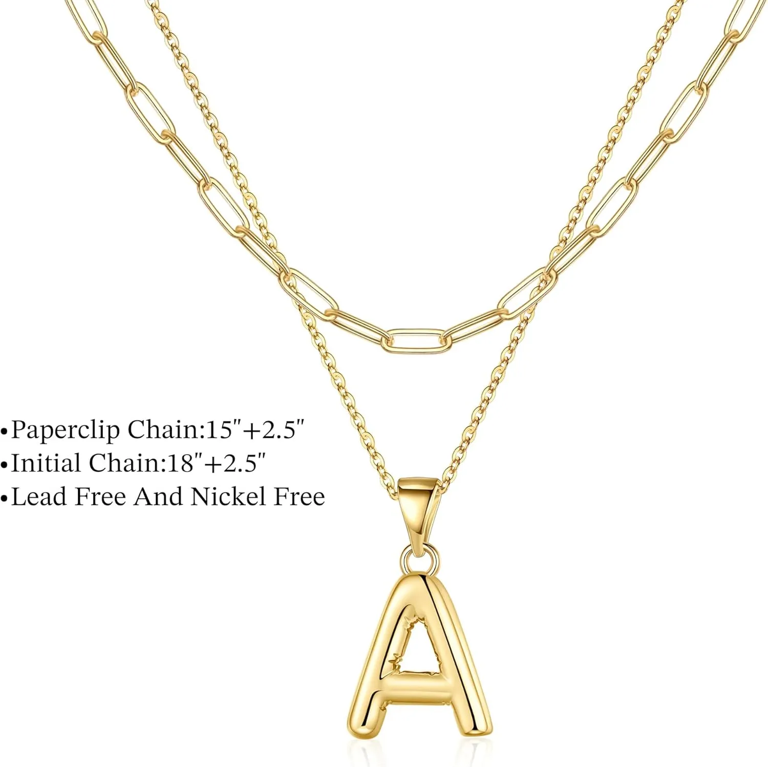 Turandoss Dainty Gold Initial Necklaces for Women Jewelry Gifts - Personalized Layered Initial Letter Necklaces for Her Trendy, Dainty Gold Chunky Pendant Choker Chain Necklace Jewelry Gifts for Women