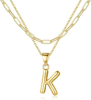 Turandoss Dainty Gold Initial Necklaces for Women Jewelry Gifts - Personalized Layered Initial Letter Necklaces for Her Trendy, Dainty Gold Chunky Pendant Choker Chain Necklace Jewelry Gifts for Women