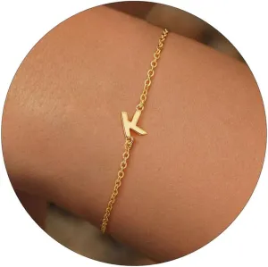 Turandoss Gold Initial Bracelets for Girls Women Jewelry Gifts - 18k Gold/Silver Plated Letter Initial Bracelet Dainty Gold Bracelets for Women Initial Bracelets for Teen Girls Gifts Trendy Stuff