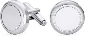 Two Tone Solid Round Bar Executive Cufflinks For Men Shirt Cufflinks Gold Plated Silver Tone Steel Graduation Gift Hinge Bullet Back
