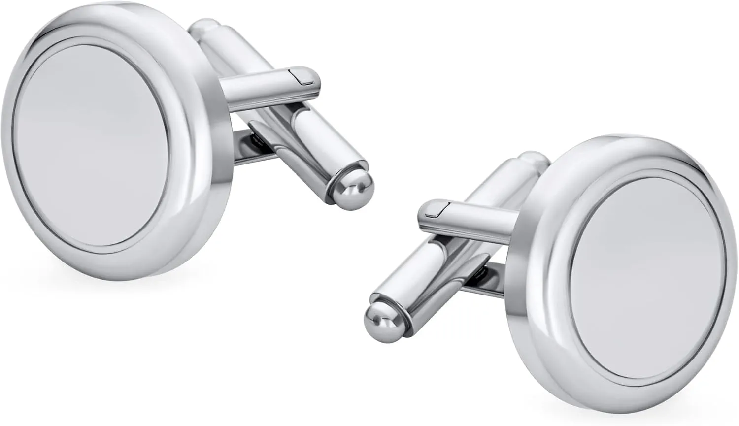 Two Tone Solid Round Bar Executive Cufflinks For Men Shirt Cufflinks Gold Plated Silver Tone Steel Graduation Gift Hinge Bullet Back