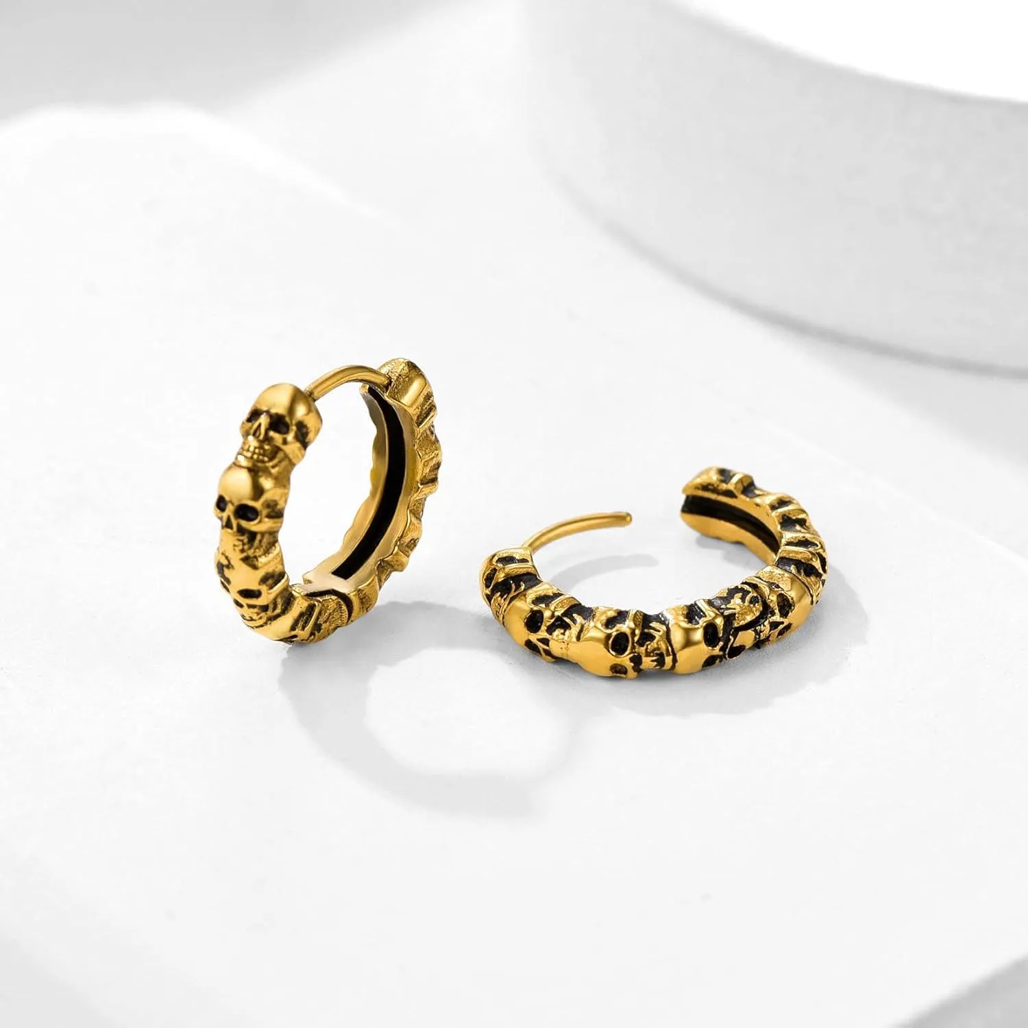 U7 Stainless Steel/Black/18K Gold Plated Personalized Gothic Skull Studs Earrings, Snake Stud Earrings, Goat Devil Earrings, Wolf Earrings Halloween Earrings for Men Women