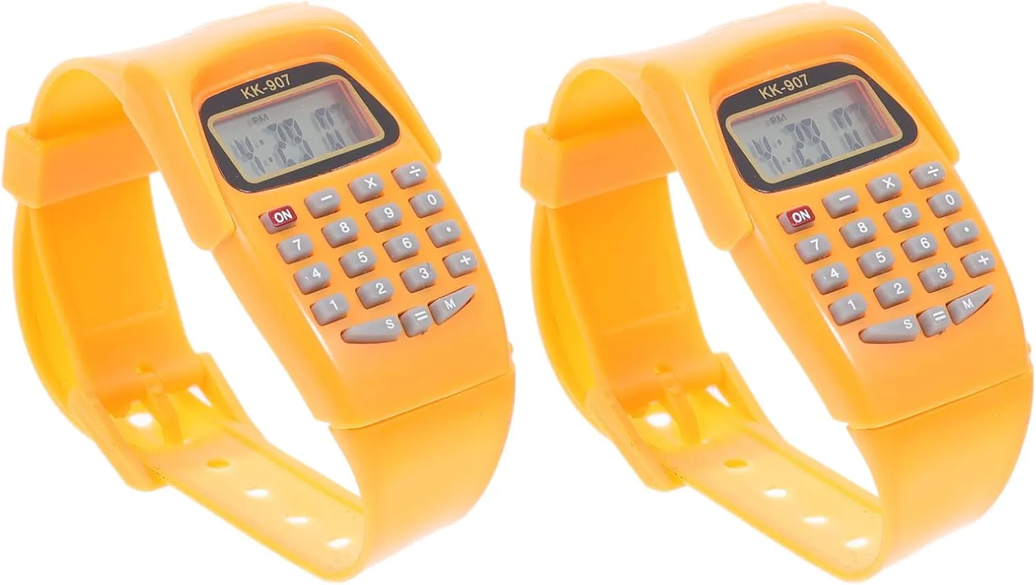 Uonlytech 2pcs Calculator Watch Portable Calculating Watch Geometric Operation Watch for Adults Boys Girls Orange