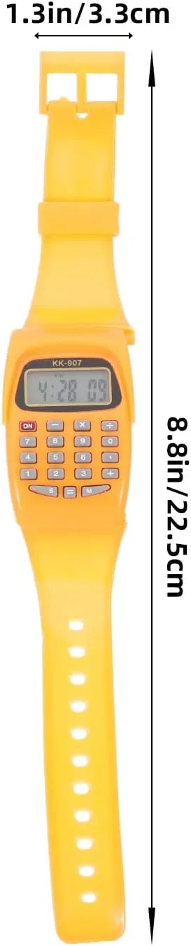 Uonlytech 2pcs Calculator Watch Portable Calculating Watch Geometric Operation Watch for Adults Boys Girls Orange