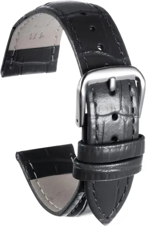 uxcell Leather Watch Band Embossed Alligator Pattern Cowhide Watch Strap 6 Colors Multi-sizes Replacement with Spring Bars for Men and Women