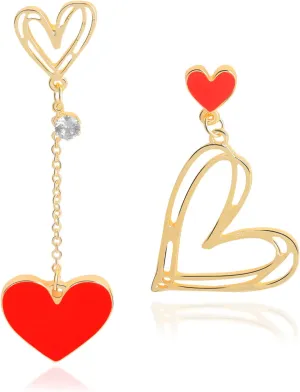 Valentines Day Earrings for Women Asymmetric Love Heart Dangle Earrings Long Earrings for Teen Girls Birthday Valentine's Day Gifts