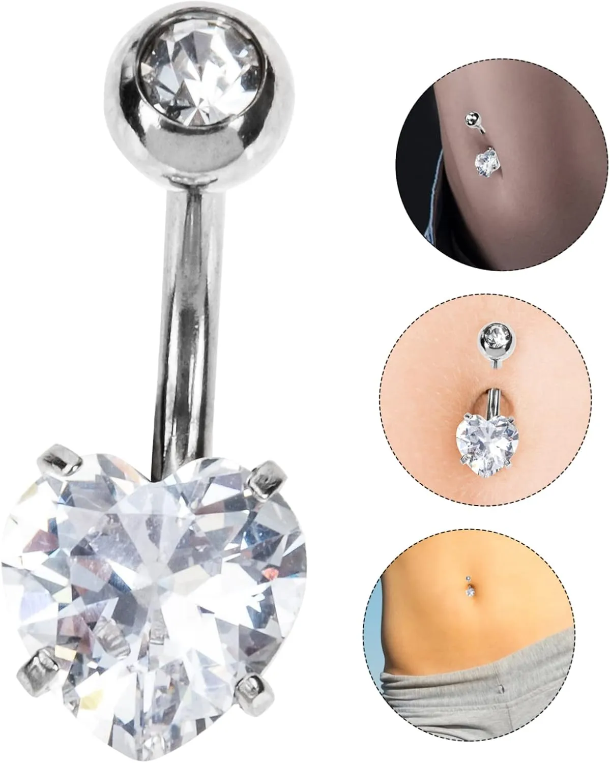 VALICLUD Navel Ring Belly Piercing Rings for Women Ring Black Stainless Steel Silver