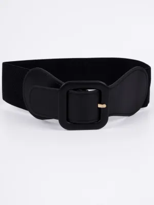 Vegan PU Leather Belt - Montreuil - Elastic Waist - Black -81cm