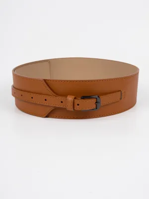 Vegan PU Leather Belt - Reze - Waist - Tan - 100cm