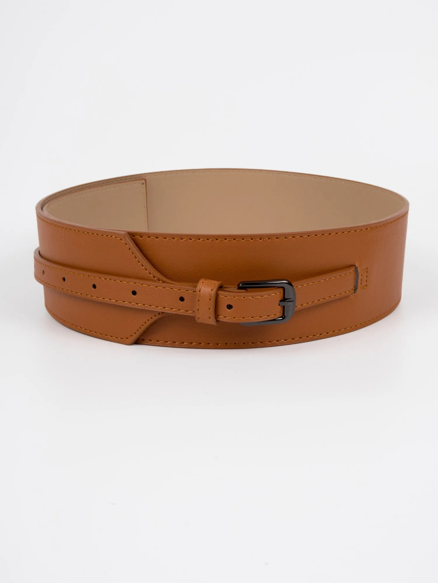 Vegan PU Leather Belt - Reze - Waist - Tan - 100cm