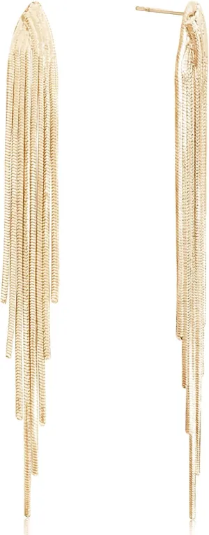 Vintage Alloy Chain Fringe Fish Lightweight Long Stud Earrings Simplicity Aesthetic Wedding Bride Prom Tassel Earrings For Women Jewelry Gift
