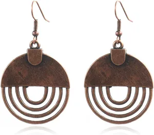 Vintage Bohemian Dangle Earrings for Women Retro Geometric Round Earrings Hollow Out Sculpted Ethnic Earrings Boho Statement Earrings for Women