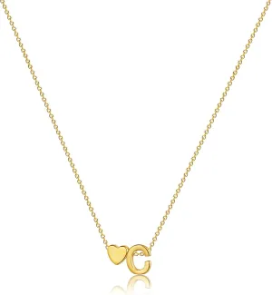 VIROMY Gold Initial Necklaces for Women 14K Gold Plated Dainty Heart Letter A-Z Personalized Initial Heart Pendant Necklace Tiny Letter Name Necklaces Jewelry for Women