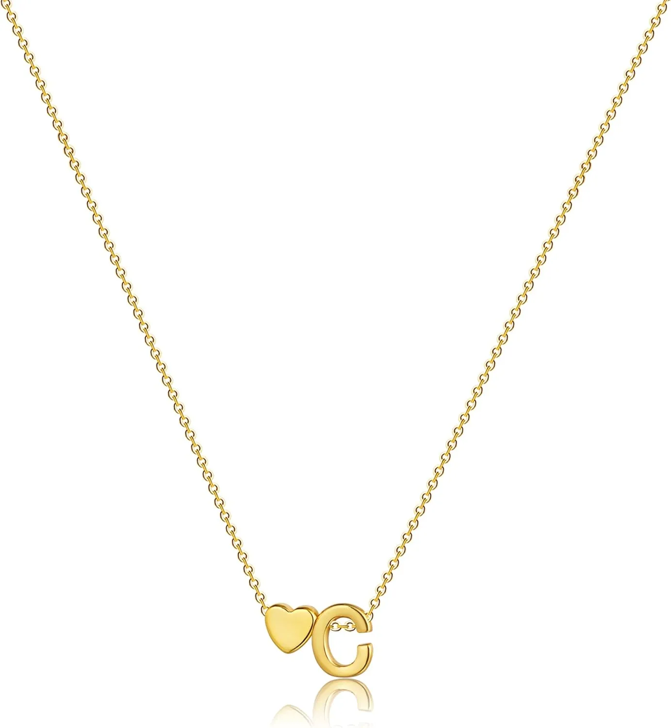VIROMY Gold Initial Necklaces for Women 14K Gold Plated Dainty Heart Letter A-Z Personalized Initial Heart Pendant Necklace Tiny Letter Name Necklaces Jewelry for Women