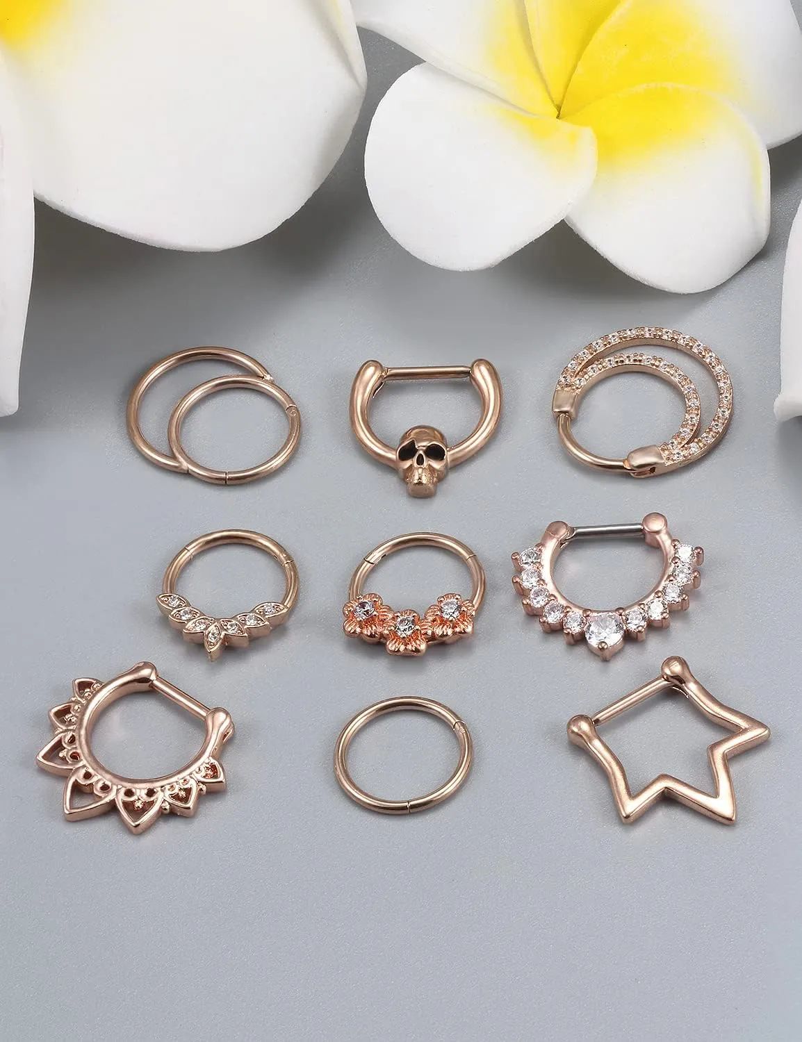 Vsnnsns Septum Ring 16G Stainless Steel Septum Piercing Jewelry Horseshoe Nose Ring Hoop Piercing Jewelry for Women Men 10mm Silver Black Rainbow Rose Gold