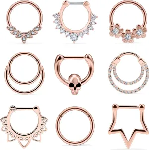 Vsnnsns Septum Ring 16G Stainless Steel Septum Piercing Jewelry Horseshoe Nose Ring Hoop Piercing Jewelry for Women Men 10mm Silver Black Rainbow Rose Gold
