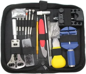Watch Repair Kit (147 Pieces) - Professional Service Set with Carry Case & User Manual - Battery, Band, Strap, Link Pin, Spring Bar, Back Remover & Replacement