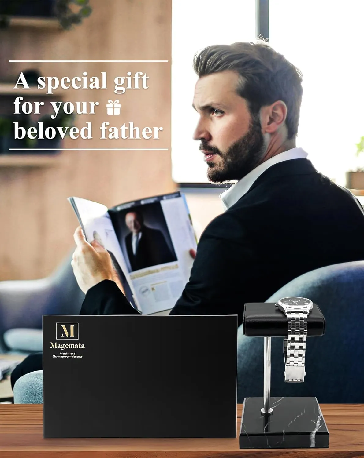 Watch Stand for Men Women Single, Watch Display Stand Holder, Single Watch Holder Watch Stand, Jewelry Stand, Black Marble Watch Stand Display for Watches, Bracelets, Watch Accessory