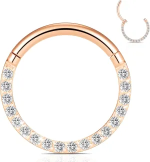 WBRWP Hinged CZ Septum Nose Rings Hoops: 316L Surgical Steel Septum Rings for Women 20G 18G 16G 14G Cartilage Earrings Conch Helix Daith Piercing Jewelry Rook Tragus Lobe Hoop 6mm 8mm 10mm