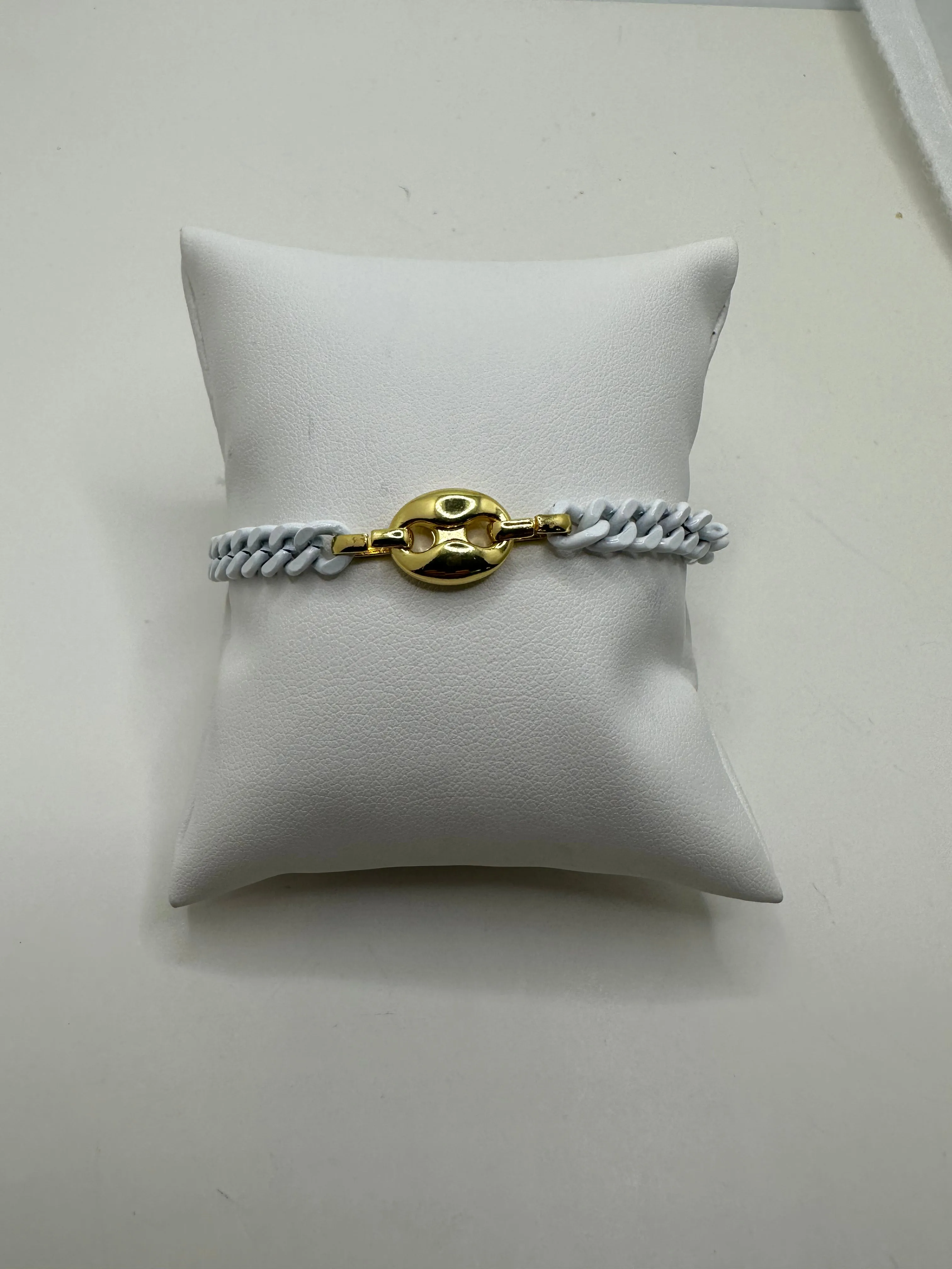 White Cuban Link Bracelet with Magnetic Closure