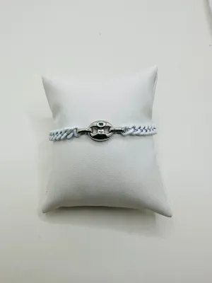 White Cuban Link Bracelet with Magnetic Closure
