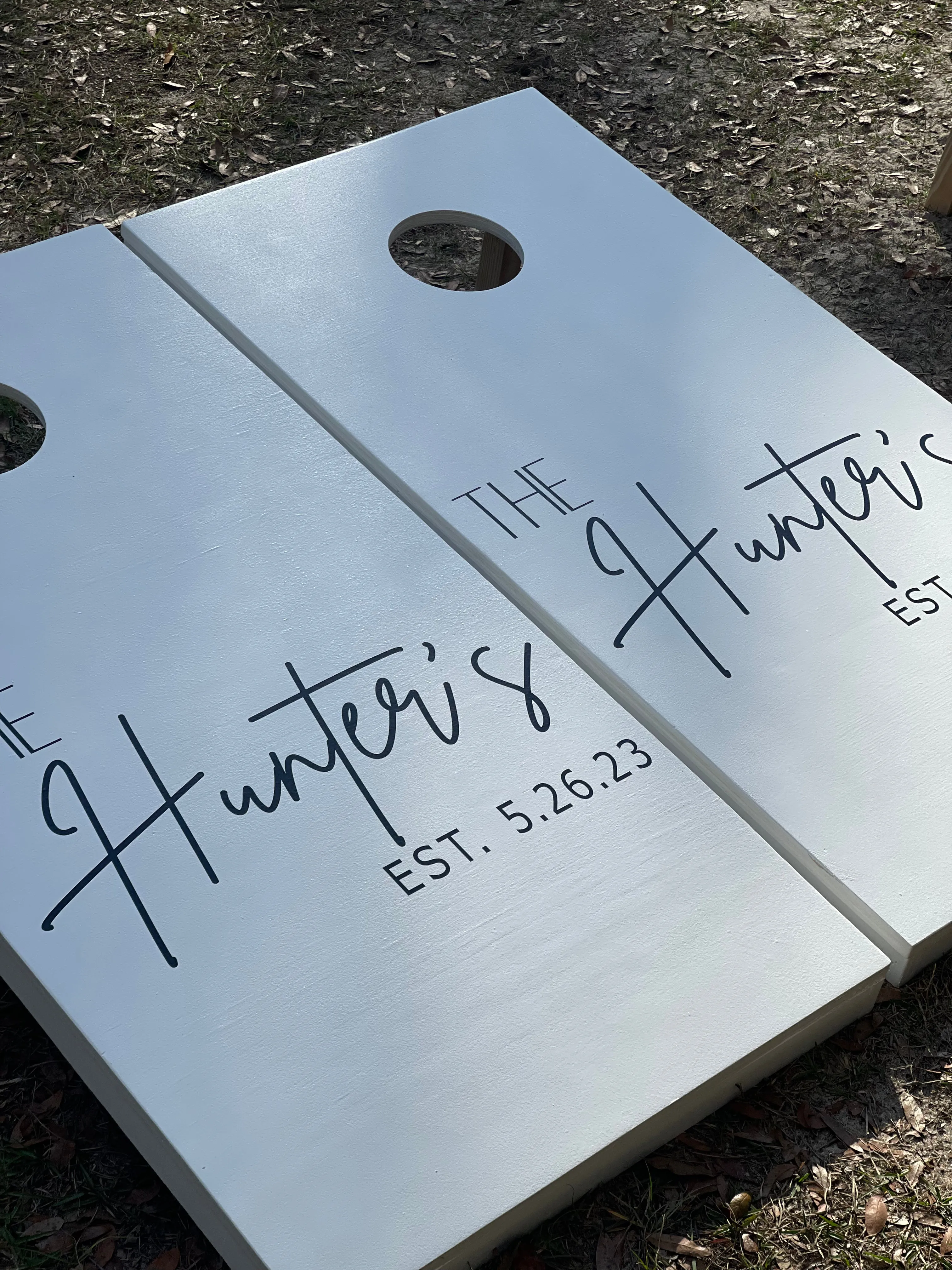White Wedding Cornhole Set With Bean Bags