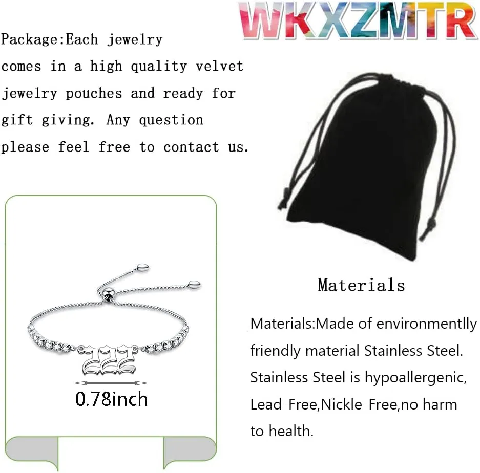 WKXZMTR Angel Number Bracelets for Women Adjustable Friendship Chain Bracelets Numerology Jewelry Birthday Gift for Women