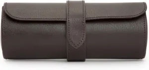 WOLF Heritage Watch Roll, Blake Brown - Holds Up to Three Watches - Vegan Leather, Ultra-Suede Lining, Snap Closure - Includes Two Watch Guards