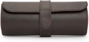 WOLF Heritage Watch Roll, Blake Brown - Holds Up to Three Watches - Vegan Leather, Ultra-Suede Lining, Snap Closure - Includes Two Watch Guards