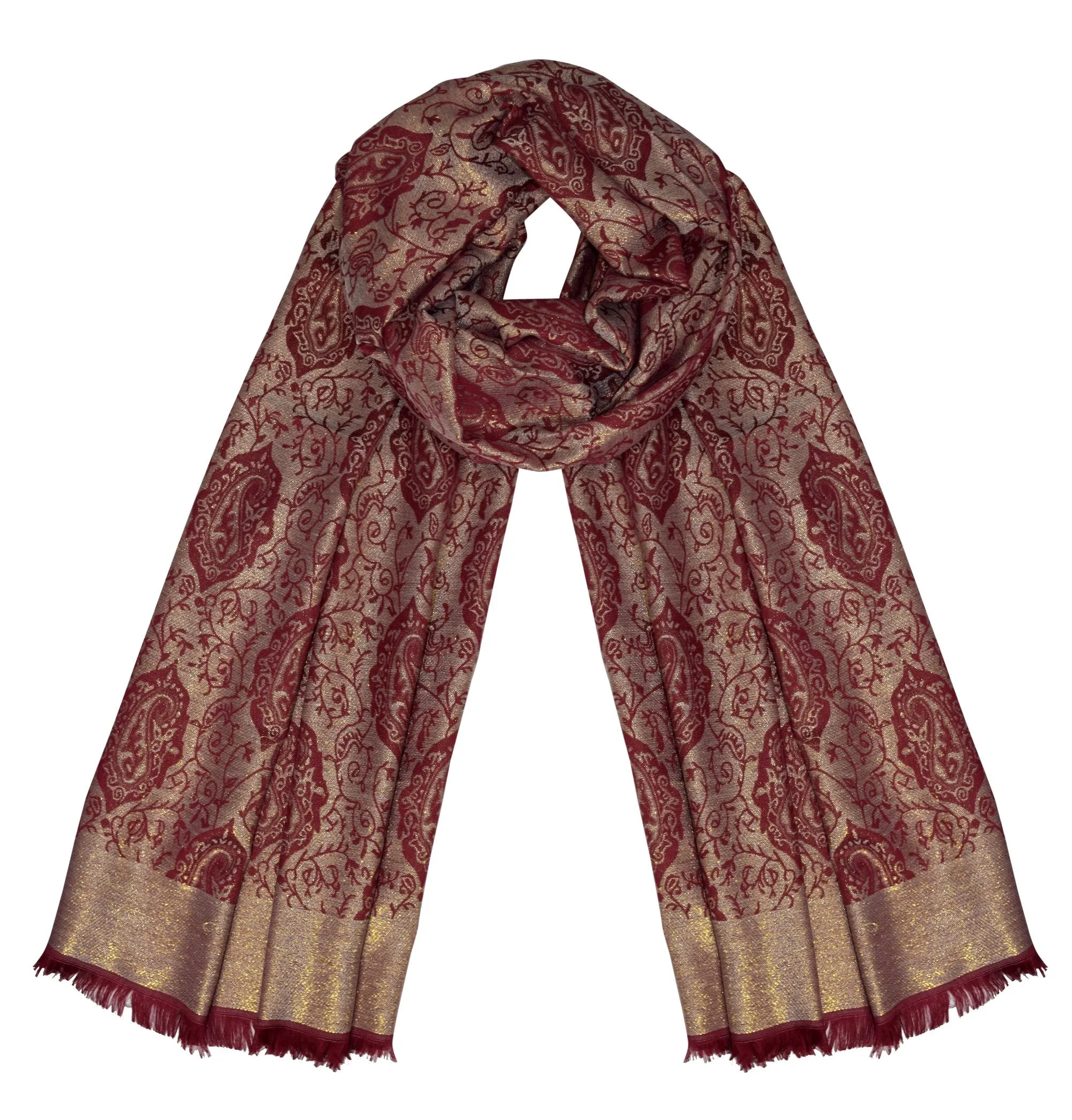 Women's Ravishing Reversible Metallic Paisley Shawl Wrap Pashmina