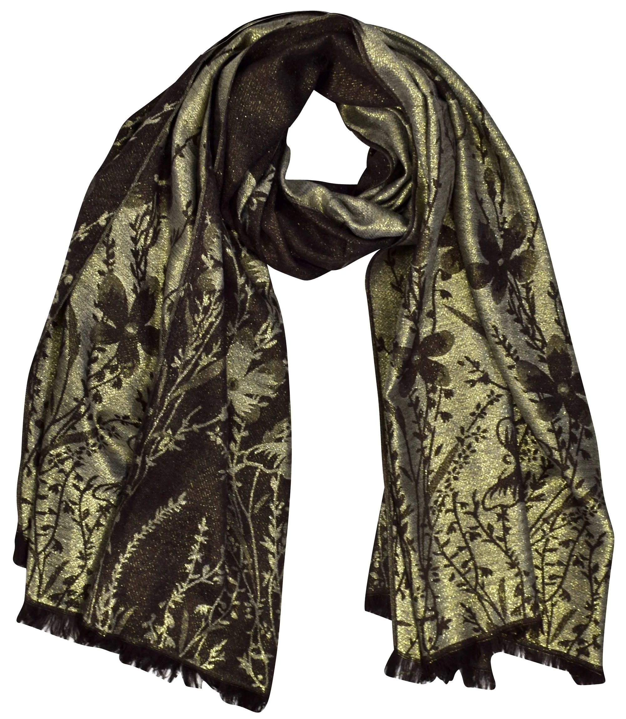 Women's Ravishing Reversible Metallic Paisley Shawl Wrap Pashmina
