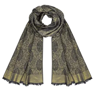 Women's Ravishing Reversible Metallic Paisley Shawl Wrap Pashmina